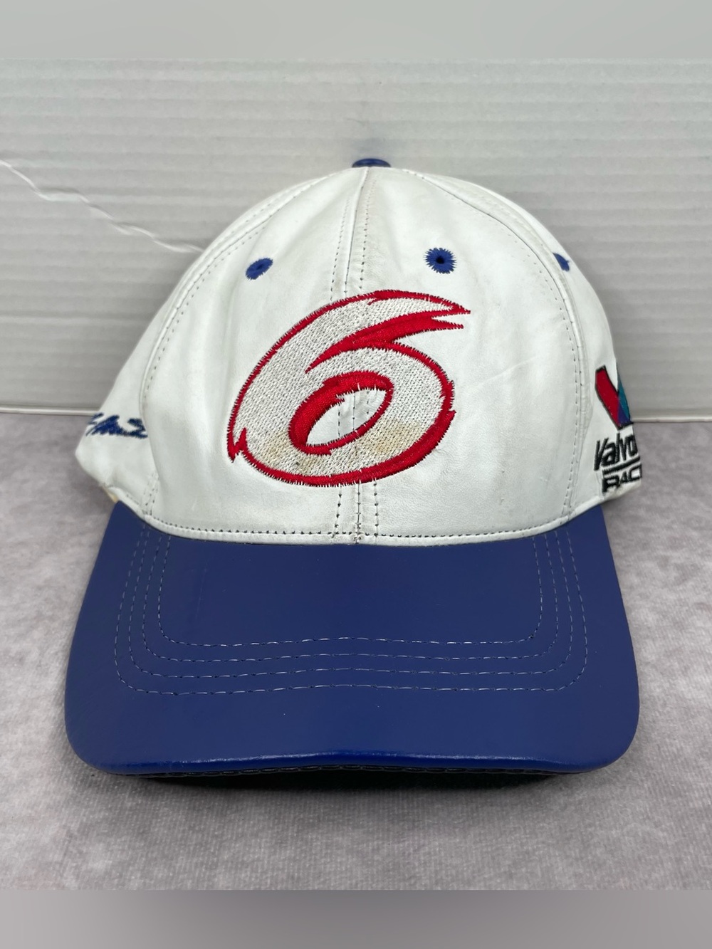 Mark Martin #6 Nascar Hat Cap Snapback Adult White Leather Roush Racing Vintage